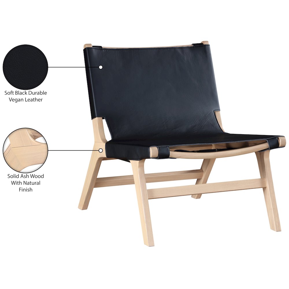 Rawlins Black Vegan Leather Upholstered Accent Chair