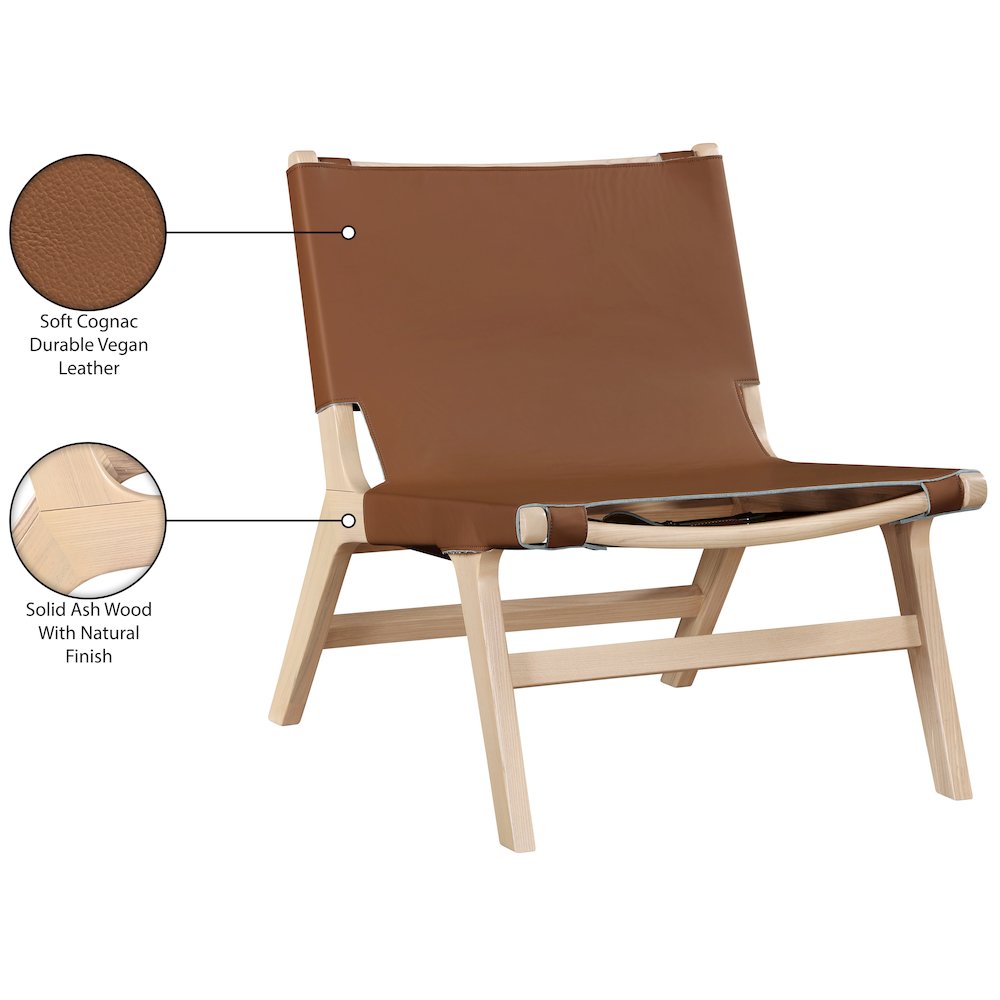 Rawlins Cognac Vegan Leather Upholstered Accent Chair