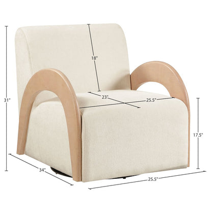 Neria Cream Chenille Fabric Upholstered Swivel Accent Chair