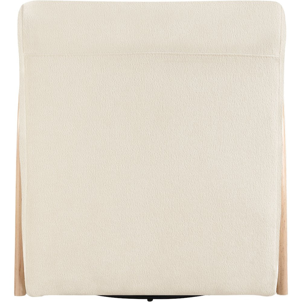 Neria Cream Chenille Fabric Upholstered Swivel Accent Chair