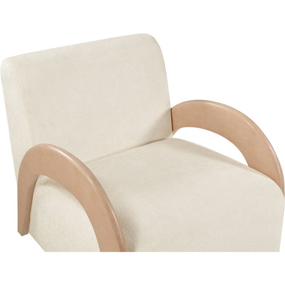 Neria Cream Chenille Fabric Upholstered Swivel Accent Chair