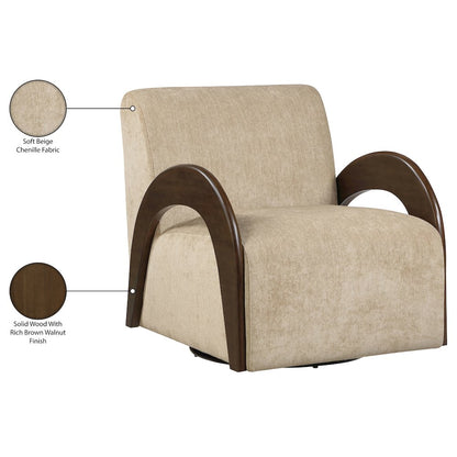 Neria Beige Chenille Fabric Upholstered Swivel Accent Chair