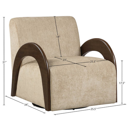 Neria Beige Chenille Fabric Upholstered Swivel Accent Chair