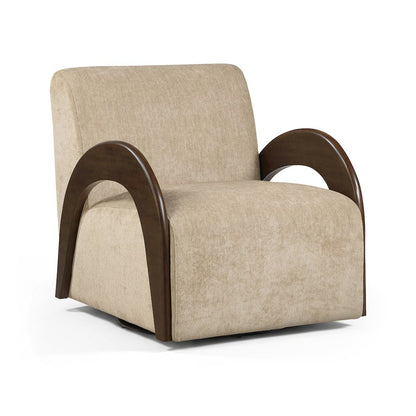 Neria Beige Chenille Fabric Upholstered Swivel Accent Chair