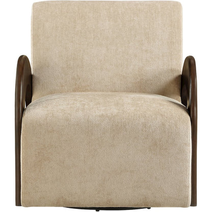 Neria Beige Chenille Fabric Upholstered Swivel Accent Chair