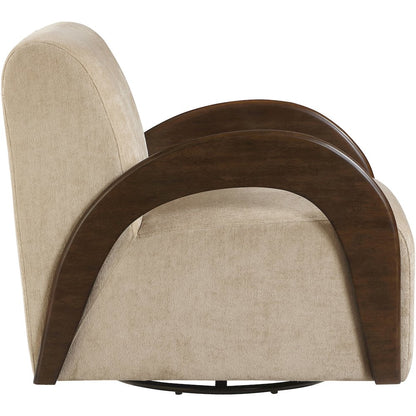 Neria Beige Chenille Fabric Upholstered Swivel Accent Chair
