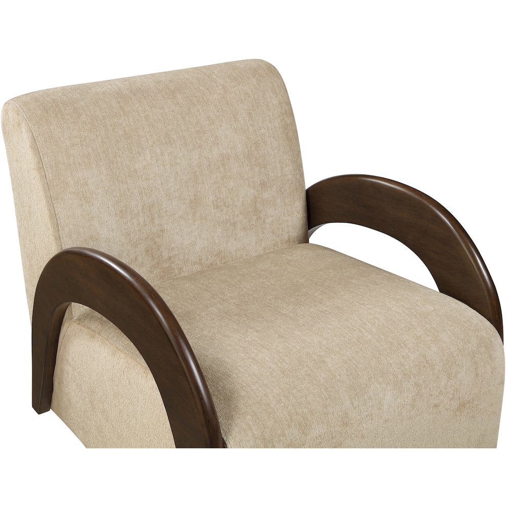 Neria Beige Chenille Fabric Upholstered Swivel Accent Chair
