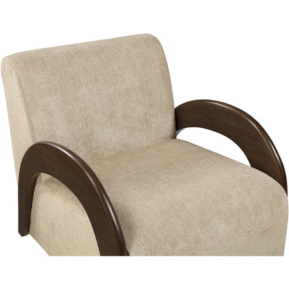 Neria Beige Chenille Fabric Upholstered Swivel Accent Chair