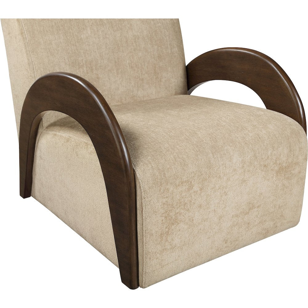 Neria Beige Chenille Fabric Upholstered Swivel Accent Chair