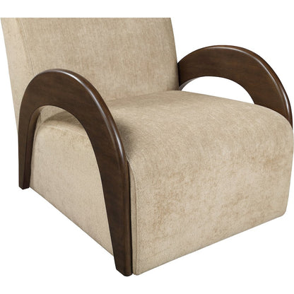 Neria Beige Chenille Fabric Upholstered Swivel Accent Chair
