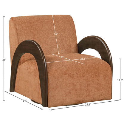 Neria Cognac Chenille Fabric Upholstered Swivel Accent Chair