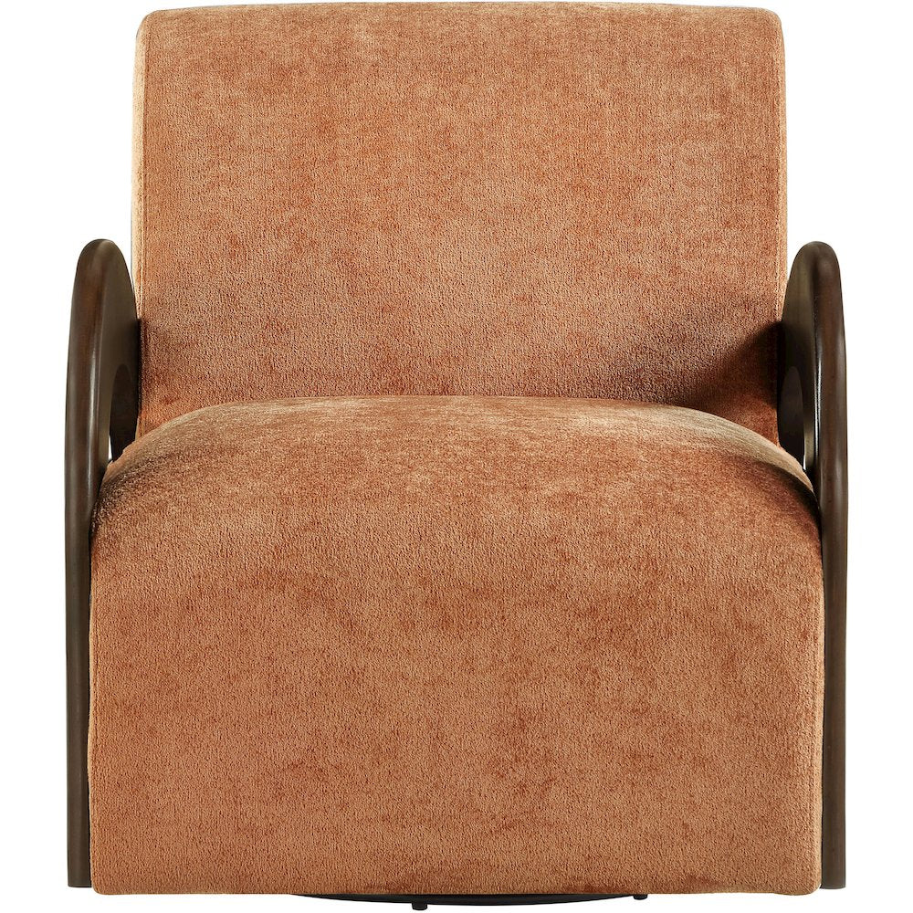 Neria Cognac Chenille Fabric Upholstered Swivel Accent Chair