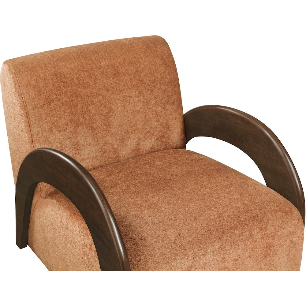 Neria Cognac Chenille Fabric Upholstered Swivel Accent Chair