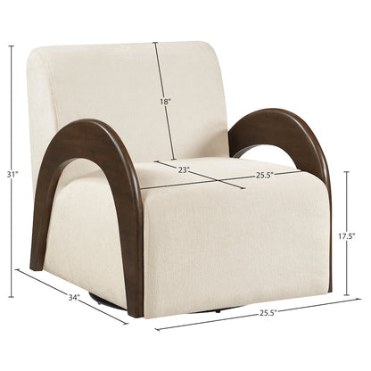 Neria Cream Chenille Fabric Upholstered Swivel Accent Chair