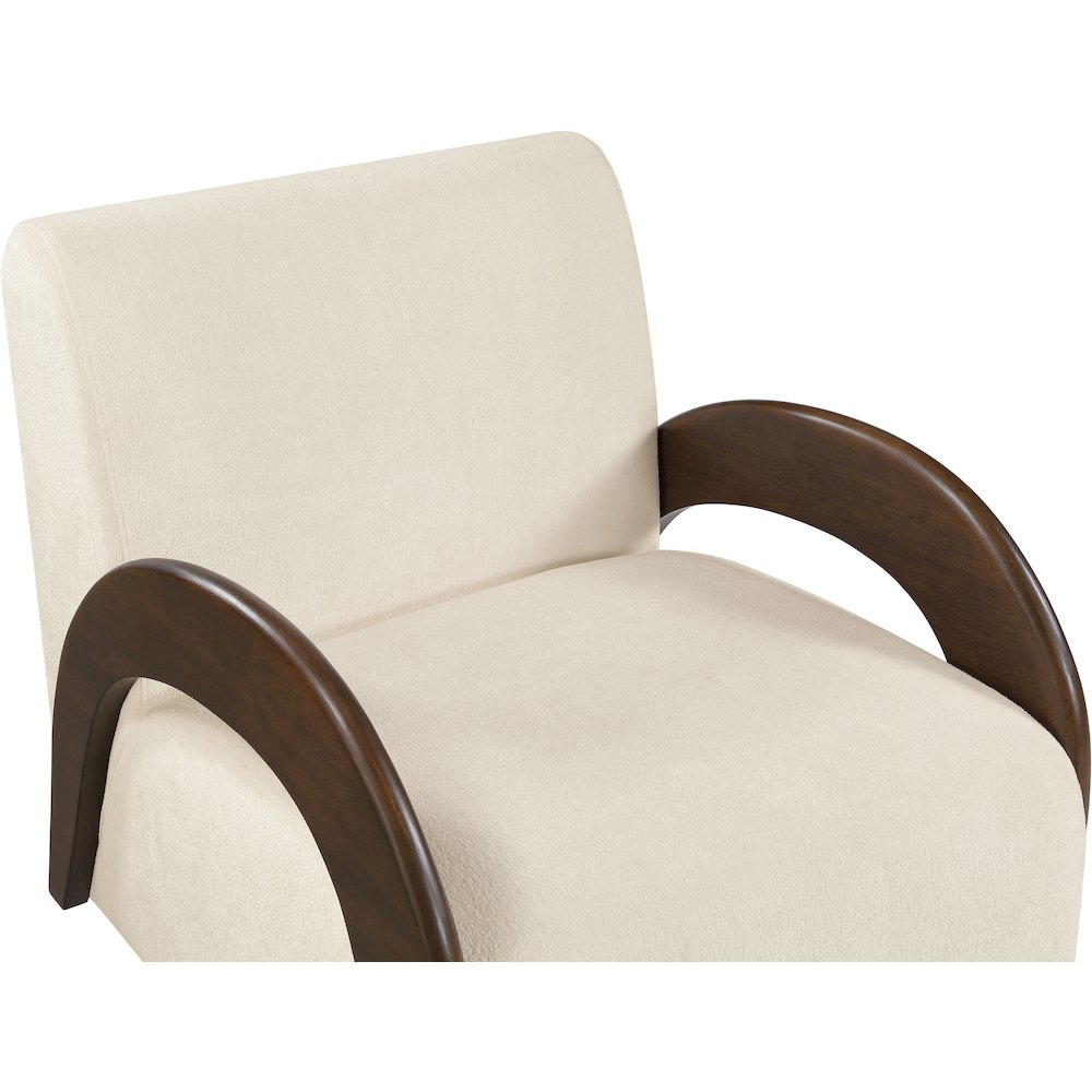 Neria Cream Chenille Fabric Upholstered Swivel Accent Chair