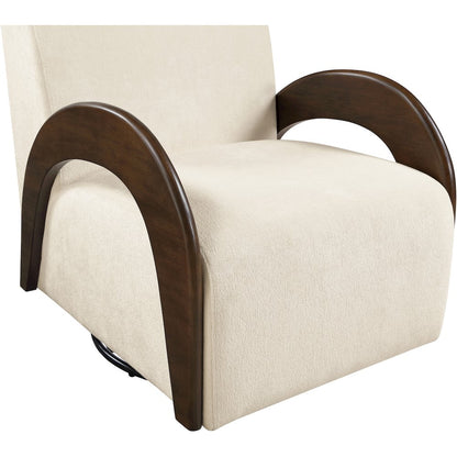 Neria Cream Chenille Fabric Upholstered Swivel Accent Chair