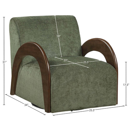 Neria Green Chenille Fabric Upholstered Swivel Accent Chair