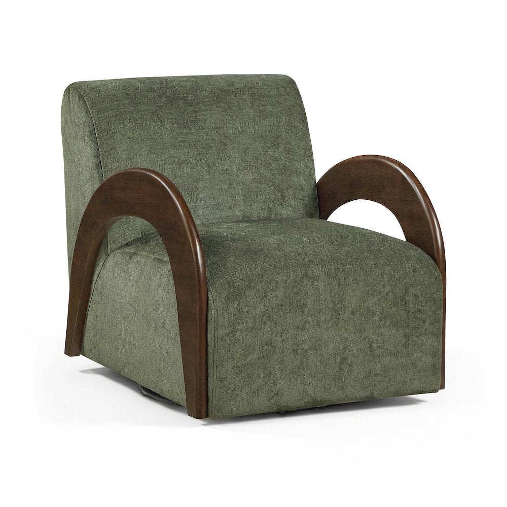 Neria Green Chenille Fabric Upholstered Swivel Accent Chair
