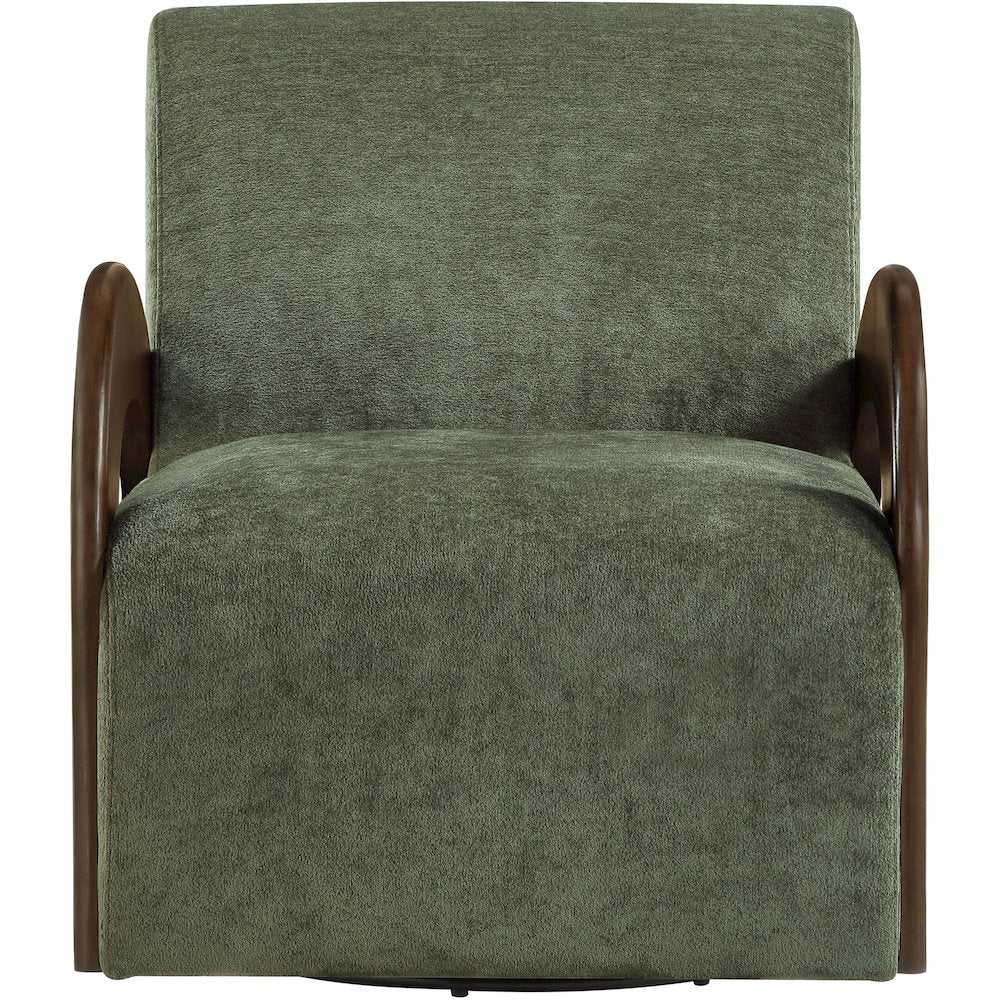 Neria Green Chenille Fabric Upholstered Swivel Accent Chair
