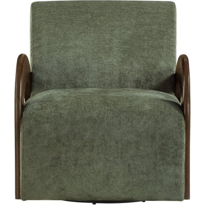 Neria Green Chenille Fabric Upholstered Swivel Accent Chair