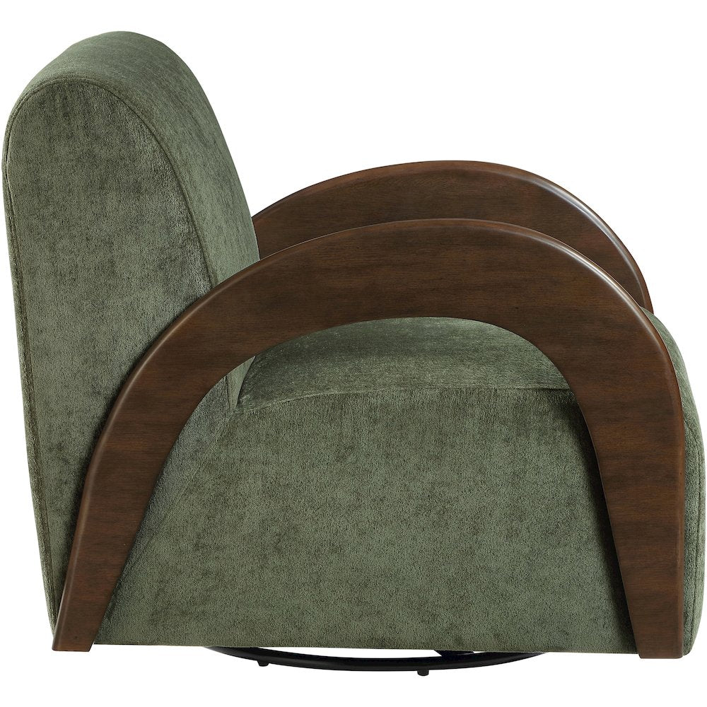 Neria Green Chenille Fabric Upholstered Swivel Accent Chair