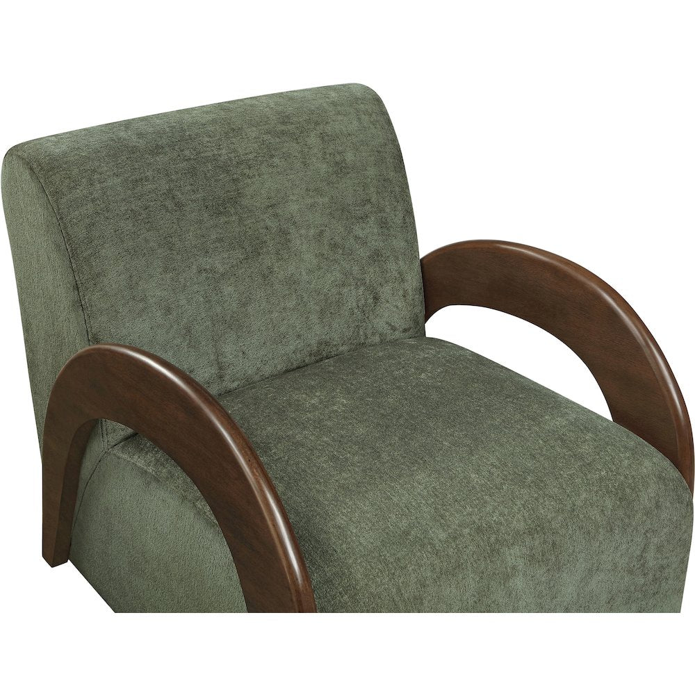 Neria Green Chenille Fabric Upholstered Swivel Accent Chair