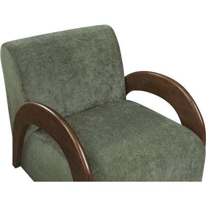 Neria Green Chenille Fabric Upholstered Swivel Accent Chair