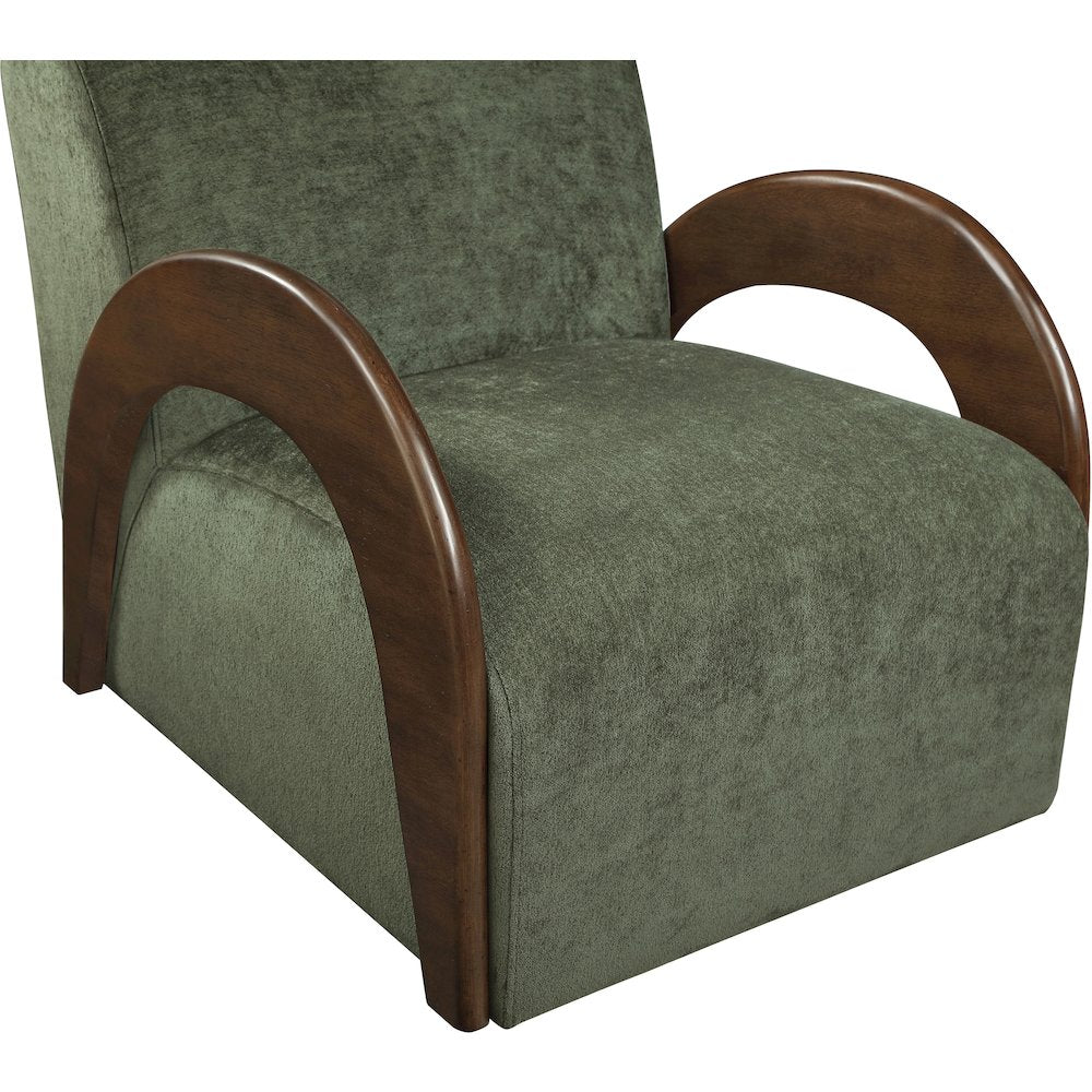 Neria Green Chenille Fabric Upholstered Swivel Accent Chair