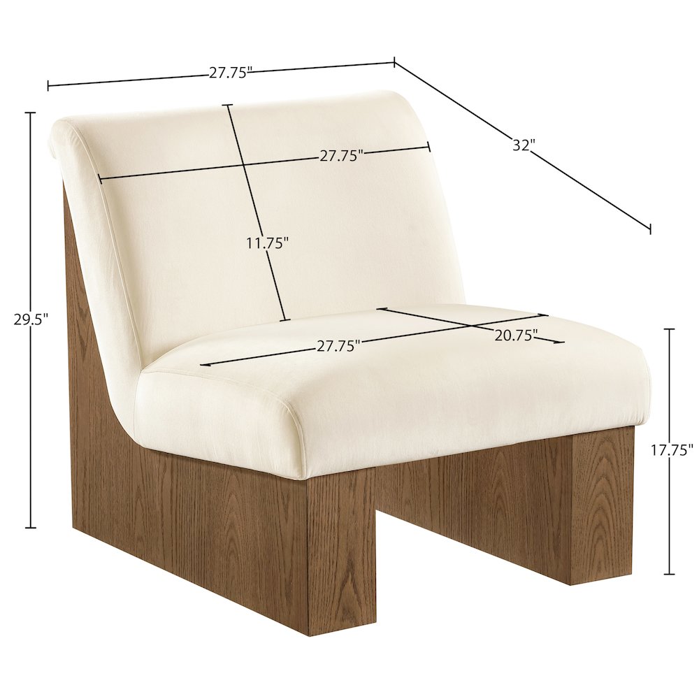 Vantage Cream Velvet Performance Fabric Upholstered Accent Chair