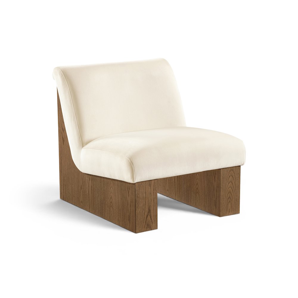 Vantage Cream Velvet Performance Fabric Upholstered Accent Chair