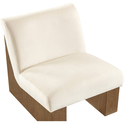 Vantage Cream Velvet Performance Fabric Upholstered Accent Chair