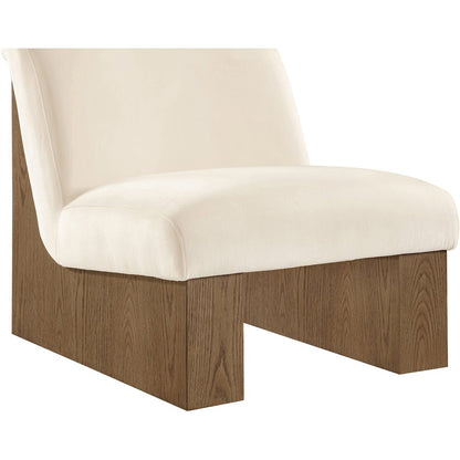 Vantage Cream Velvet Performance Fabric Upholstered Accent Chair