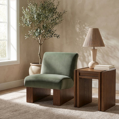 Vantage Green Velvet Performance Fabric Upholstered Accent Chair