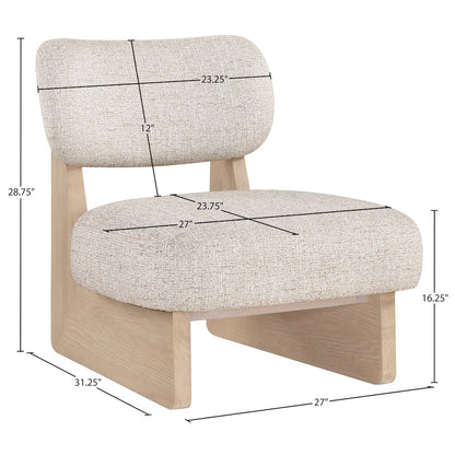 Vetra Beige Linen Textured Fabric Upholstered Accent Chair
