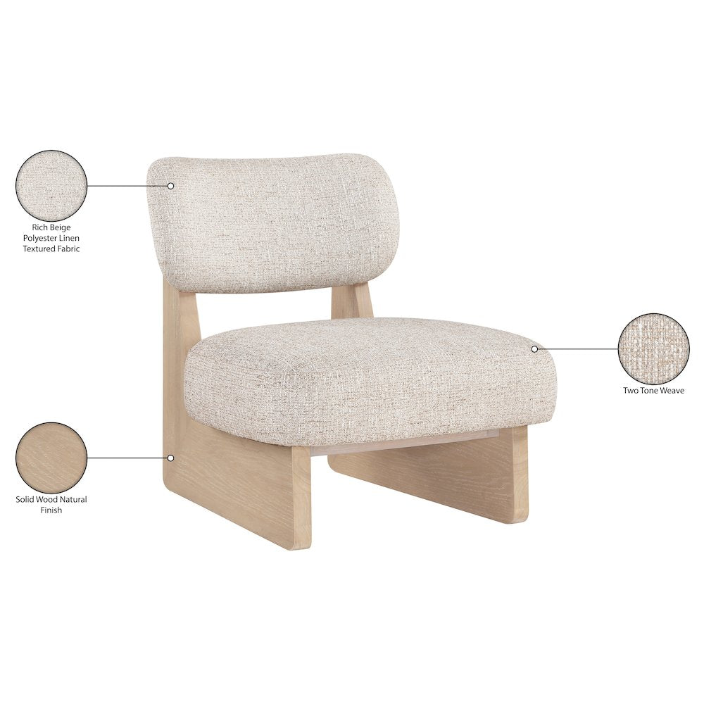 Vetra Beige Linen Textured Fabric Upholstered Accent Chair