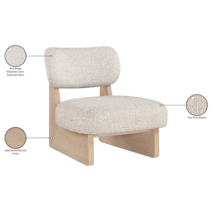 Vetra Beige Linen Textured Fabric Upholstered Accent Chair