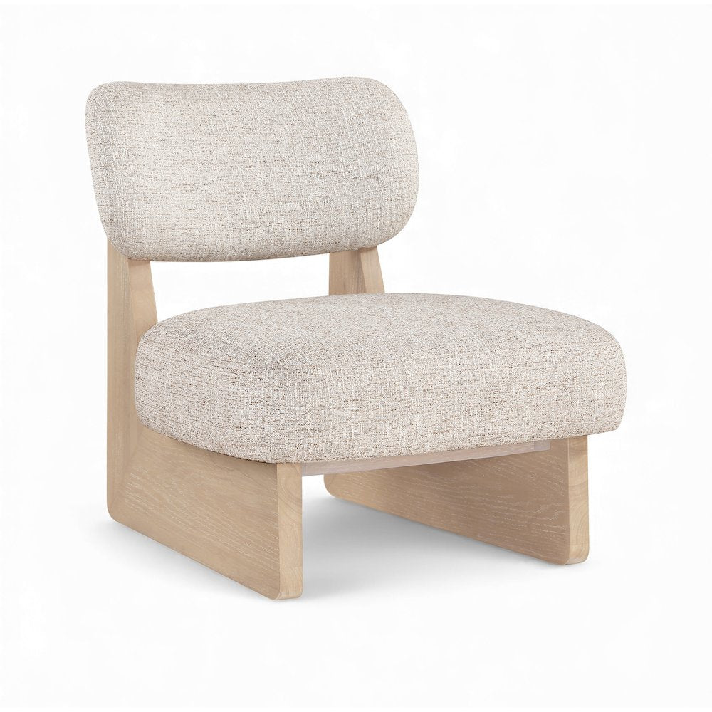 Vetra Beige Linen Textured Fabric Upholstered Accent Chair