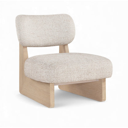 Vetra Beige Linen Textured Fabric Upholstered Accent Chair