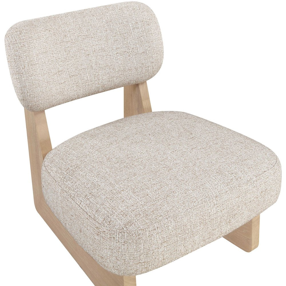 Vetra Beige Linen Textured Fabric Upholstered Accent Chair