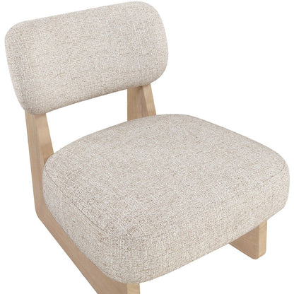 Vetra Beige Linen Textured Fabric Upholstered Accent Chair