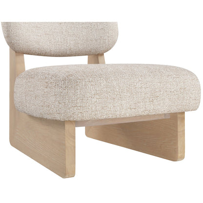 Vetra Beige Linen Textured Fabric Upholstered Accent Chair