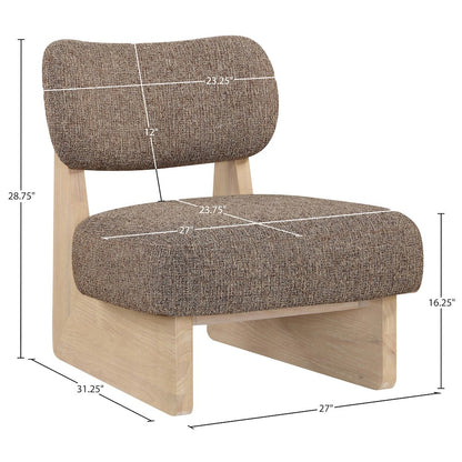 Vetra Brown Linen Textured Fabric Upholstered Accent Chair