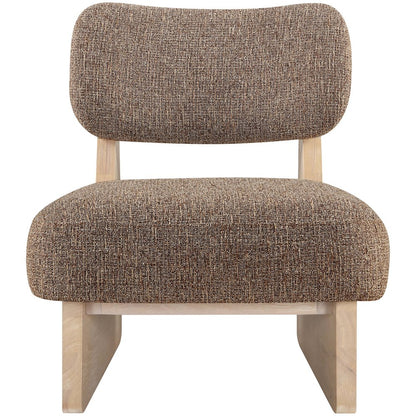 Vetra Brown Linen Textured Fabric Upholstered Accent Chair