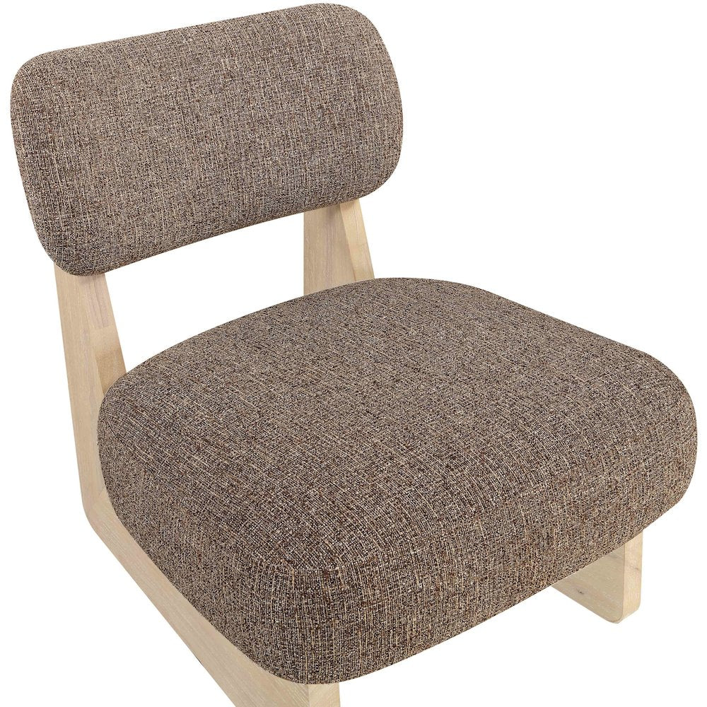 Vetra Brown Linen Textured Fabric Upholstered Accent Chair