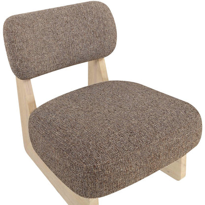 Vetra Brown Linen Textured Fabric Upholstered Accent Chair