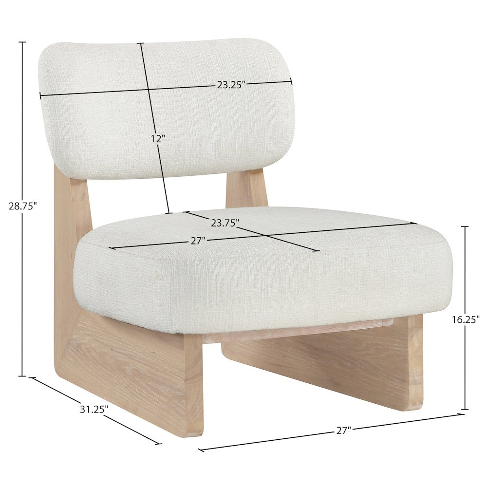 Vetra Cream Linen Textured Fabric Upholstered Accent Chair