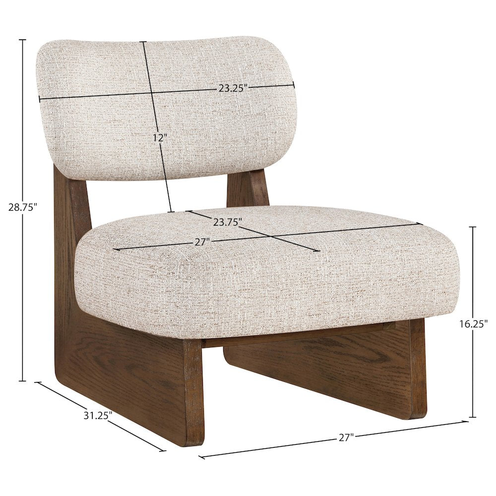 Vetra Beige Linen Textured Fabric Upholstered Accent Chair