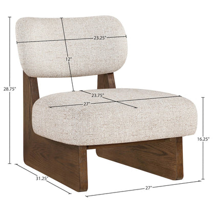 Vetra Beige Linen Textured Fabric Upholstered Accent Chair