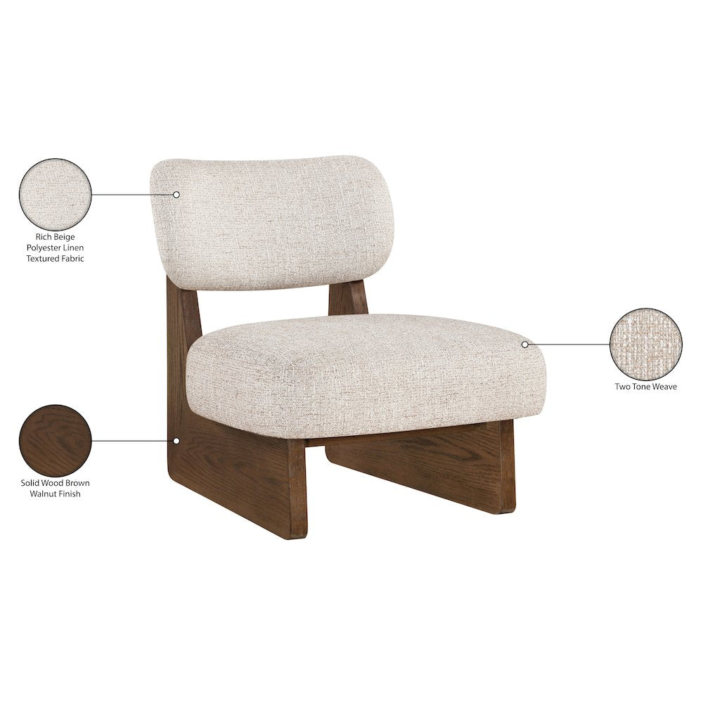 Vetra Beige Linen Textured Fabric Upholstered Accent Chair