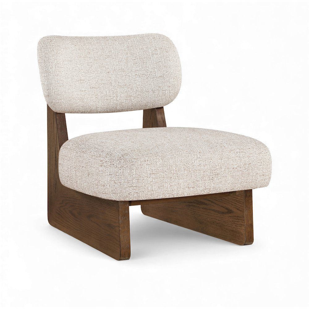 Vetra Beige Linen Textured Fabric Upholstered Accent Chair
